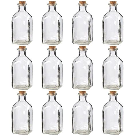 Juvale Clear Glass Bottles with Cork Lids (12 Pack) | Glass bottles ...