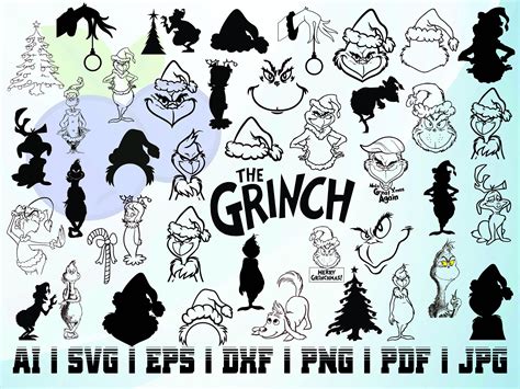 Grinch Svg Silhouette Ouline Vectors Cindy Lou Merry Grinchmas - Etsy