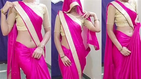 Satin Saree Wearing With Ghoonghat / Satin Saree Draping For Beginners / Saree wear By Divya Ep ...