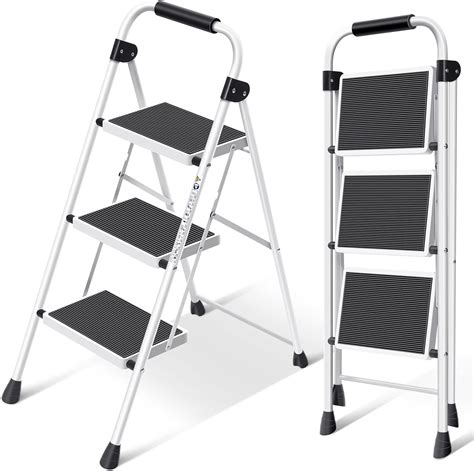 KINGRACK Step Ladder 3 Step Folding with with Anti-Slip and Wide Pedal ...