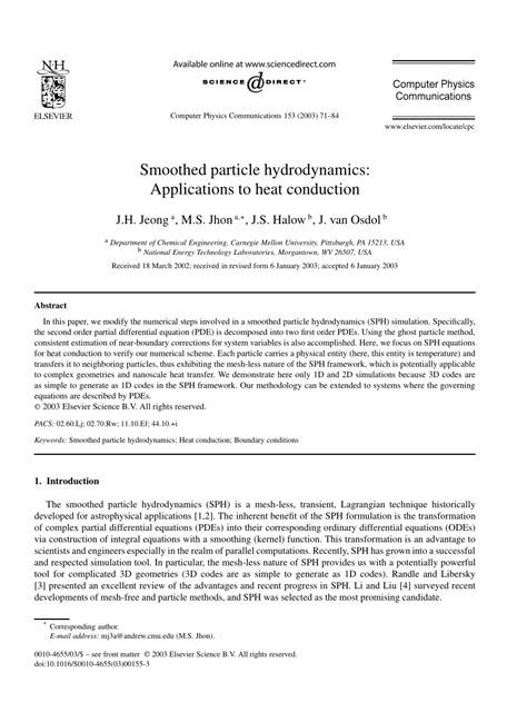 (PDF) Smoothed particle hydrodynamics: Applications to heat conduction