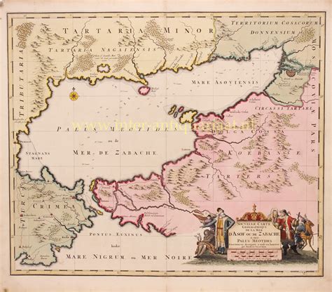 rare old map Sea of Azov Crimea Russia Black Sea original engraving