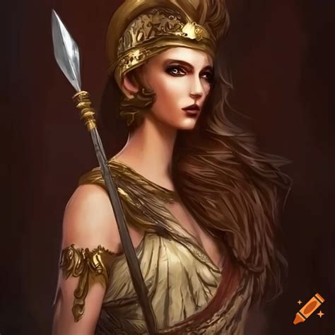 Greek goddess athena brown hair, greek helmet, owl on shoulder ...