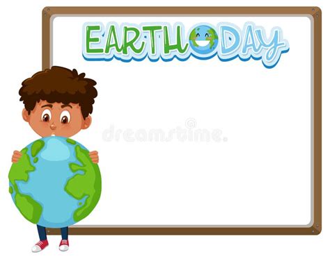 Border Frame Template with Earth Day Theme Background Stock Vector - Illustration of boys, board ...