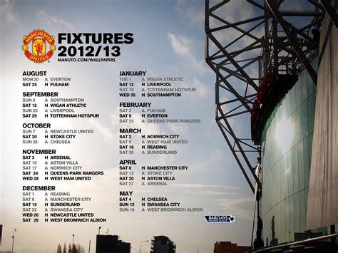 Manchester united match schedule in 2012-2013 | Manchester United ...