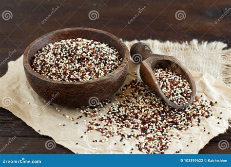 Uncooked Mixed Quinoa Grain in a Bowl Stock Photo - Image of diet, healthy: 103399622