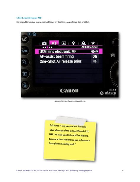 Canon EOS 5D Mark III AF and Custom Function Settings for Wedding ...