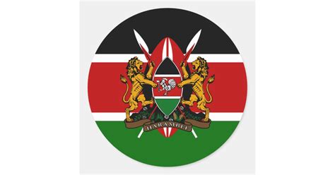 Kenyan Flag & Coat of Arms, Flag of Kenya Classic Round Sticker | Zazzle