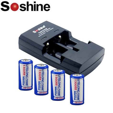 4pcs/lot Cr123a battery lifepo4 rechargeable battery cr123a 3v cr123a 16340 1300mah rechargeable ...