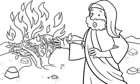 Moses and The Burning Bush Coloring Page - Free Printable Coloring Pages for Kids