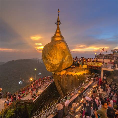 Kyaiktiyo Pagoda, Golden Rock in Myanmar. Editorial Photo - Image of ...