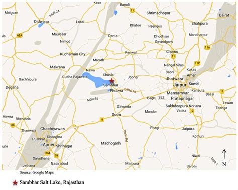 Map of Sambhar Salt Lake, Rajasthan, INDIA. | Download Scientific Diagram