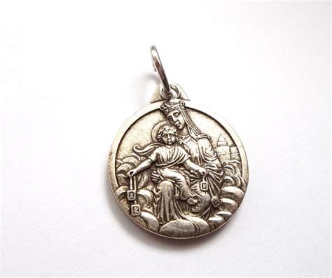 Vintage Scapular Medal Religious Medal of Our Lady of Mount