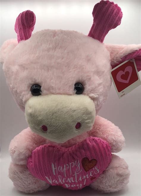 Valentines Pink Cow Plush Dan Dee W/ Heart Pillow Toy Big Stuffed ...