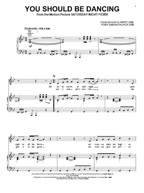 Bee Gees "You Should Be Dancing" Sheet Music Notes | Download Printable ...