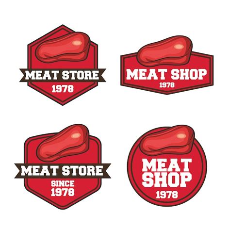 Premium Vector | Meat shop logo set vector template