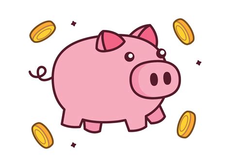 linda sencillo cerdito banco con moneda dibujos animados clipart ilustración 29216896 Vector en ...