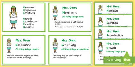 Mrs Gren Life Process Characteristic of Living Things Flash Cards