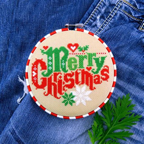 Christmas Cross Stitch Pattern Merry Christmas Cross Stitch | Etsy