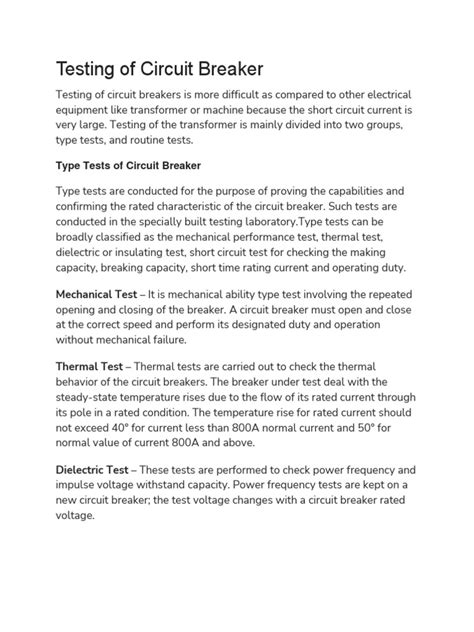 Testing of Circuit Breaker | PDF | Physical Quantities | Electrical Engineering