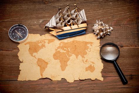 wood, Sailing ship, Magnifying glasses, Compass, World map HD Wallpapers / Desktop and Mobile ...