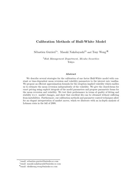 Calibration Methods of Hull-White Model | PDF | Volatility (Finance ...