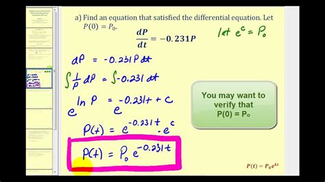 Applications of First Order Differential Equations: Exponential Decay Part 1 - YouTube