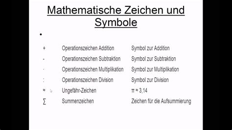 Mmathematische Zeichen und Symbole - YouTube