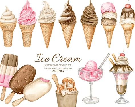 Watercolor Ice Cream Clipart. Popsicles Clipart. Summer - Etsy