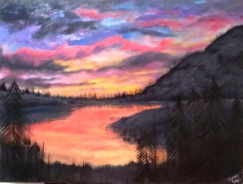 Sunset Mountains Watercolor - img-Abarne