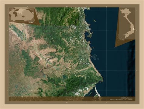 Phu Yen, Vietnam. Low-res Satellite. Labelled Points of Cities Stock ...