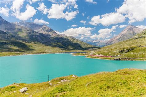 Bernina Pass - Switzerland - Red Train Stock Photo - Image of holidays ...