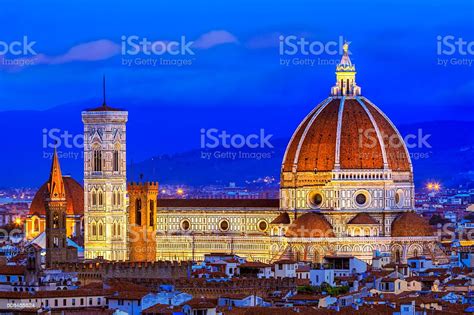 Duomo And Giottos Campanile At Night Florence Italy Stock Photo ...