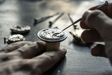 Watchmaker is Repairing the Wristwatch, Mechanical Watch Stock Image - Image of hand, finger ...