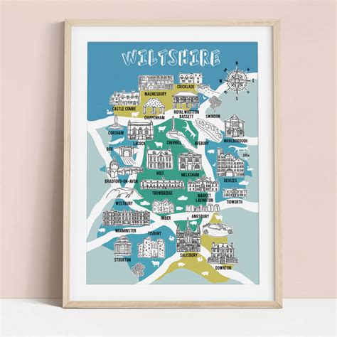 Wiltshire Map Print By Bea Baranowska Illustration