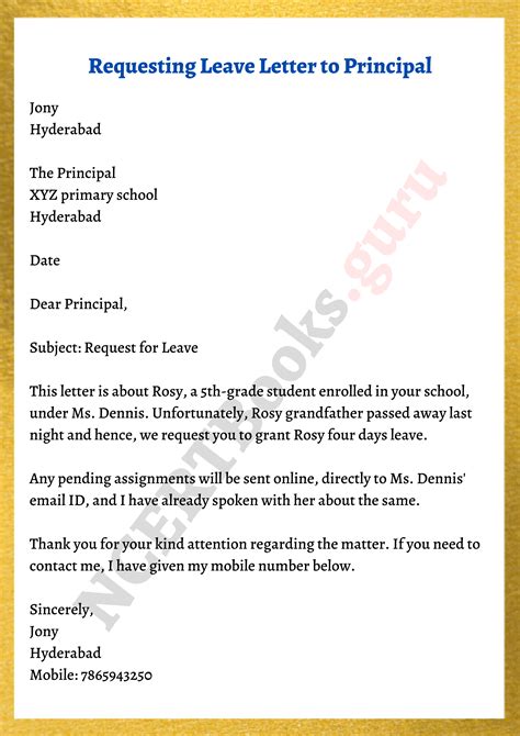 Sample Teacher Request Letter To Principal