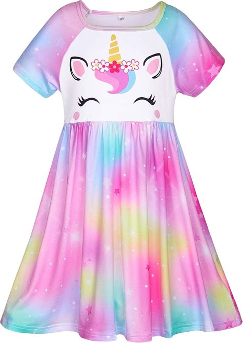 Girls Nightgowns Unicorn Sleepwear Soft Short Sleeve Nightgown Night Dress for Kids: Amazon.ca ...