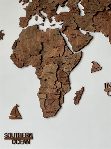 Wooden Wall Map 3 D Wood Wall Map Travel World Map Anniversary ...