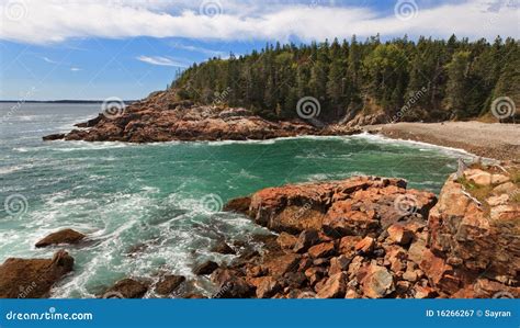 Otter Cliff stock image. Image of waves, clouds, splash - 16266267