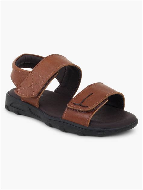 Brown Leather Dual strap Sandals for Toddlers (Boys) - Mardi Gras