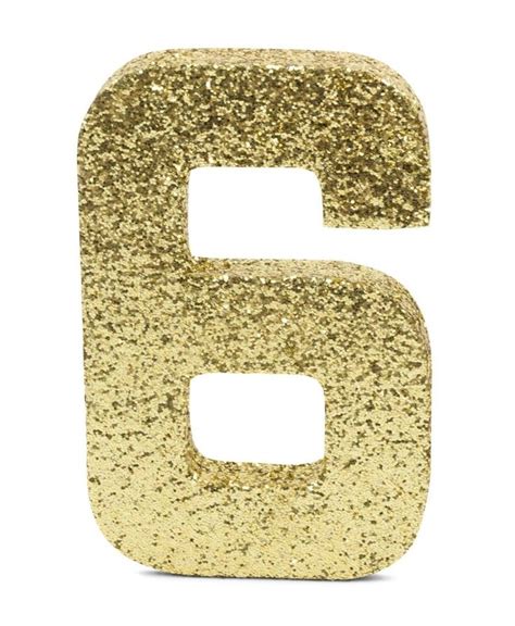 the number six is made out of gold glitter