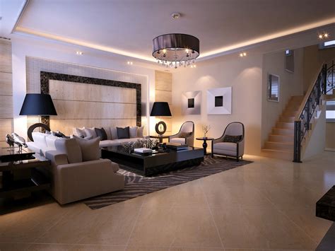 Modern Living Room With Fancy Lithing 3D Model MAX | CGTrader.com