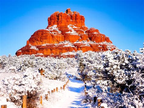 Snowy Bell Rock Pathway - Sedona - Arizona | Rock pathway, Sedona arizona, Snow photography