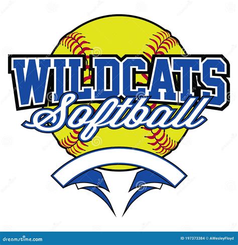 Wildcats Softball Design with Banner and Ball Stock Vector ...