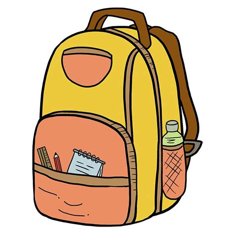 How to Draw a Backpack - Really Easy Drawing Tutorial | Backpack drawing, Backpacks, Drawing bag