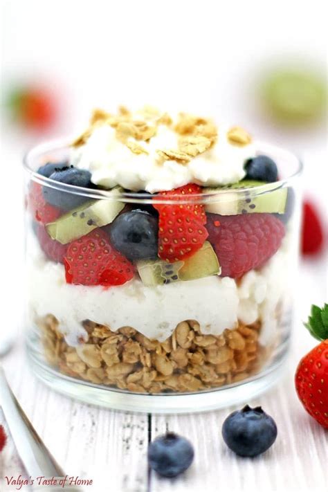 Breakfast Cottage Cheese Fruit Granola Parfait Recipe - Valya's Taste of Home | Recipe | Parfait ...