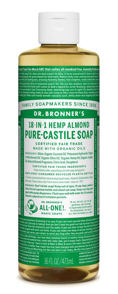 Dr. Bronner's Almond Pure-Castile Liquid Soap - 16 oz - Walmart.com