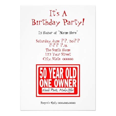 Funny 50th Birthday Party Invitations