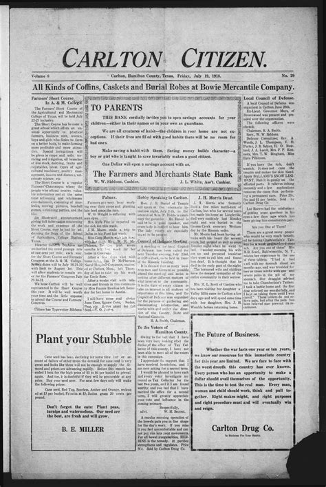 Carlton Citizen. (Carlton, Tex.), Vol. 8, No. 29, Ed. 1 Friday, July 19, 1918 - The Portal to ...