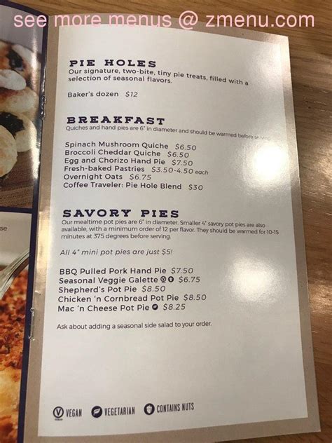 Online Menu of The Pie Hole Restaurant, Long Beach, California, 90803 - Zmenu